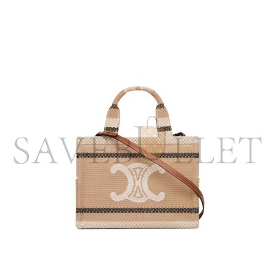 CELINE SMALL CABAS THAIS IN STRIPED TEXTILE WITH TRIOMPHE 199162FV2.02BL (25.5*18.5*12cm)
